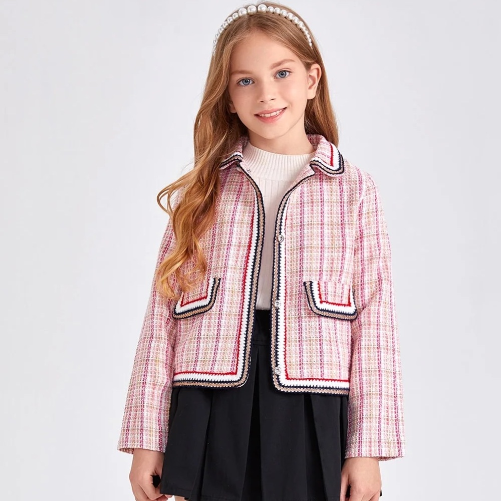 SHEIN Contrast Trim Tweed Jacket